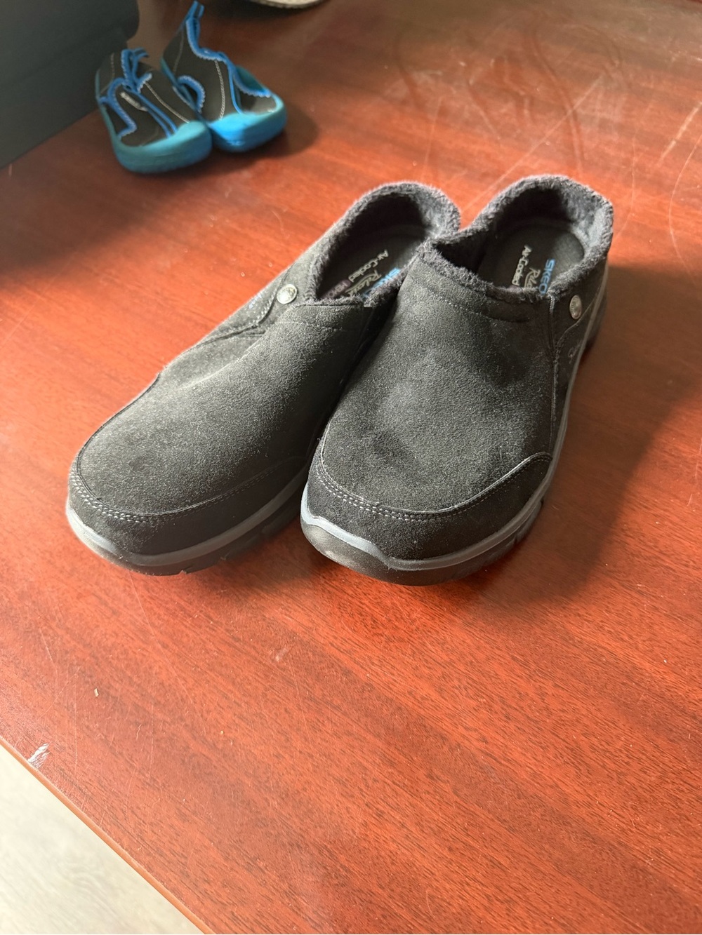 Skechers Black Slip-On Suede-Look Clog